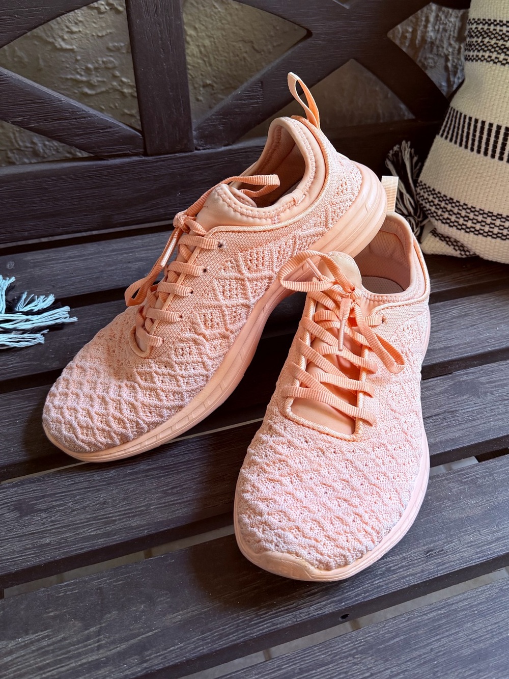 APL TechLoom Phantom Peach Knit Lace-Up Athletic Sneakers